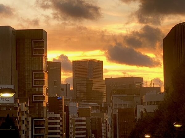 朝焼け神田ビル街